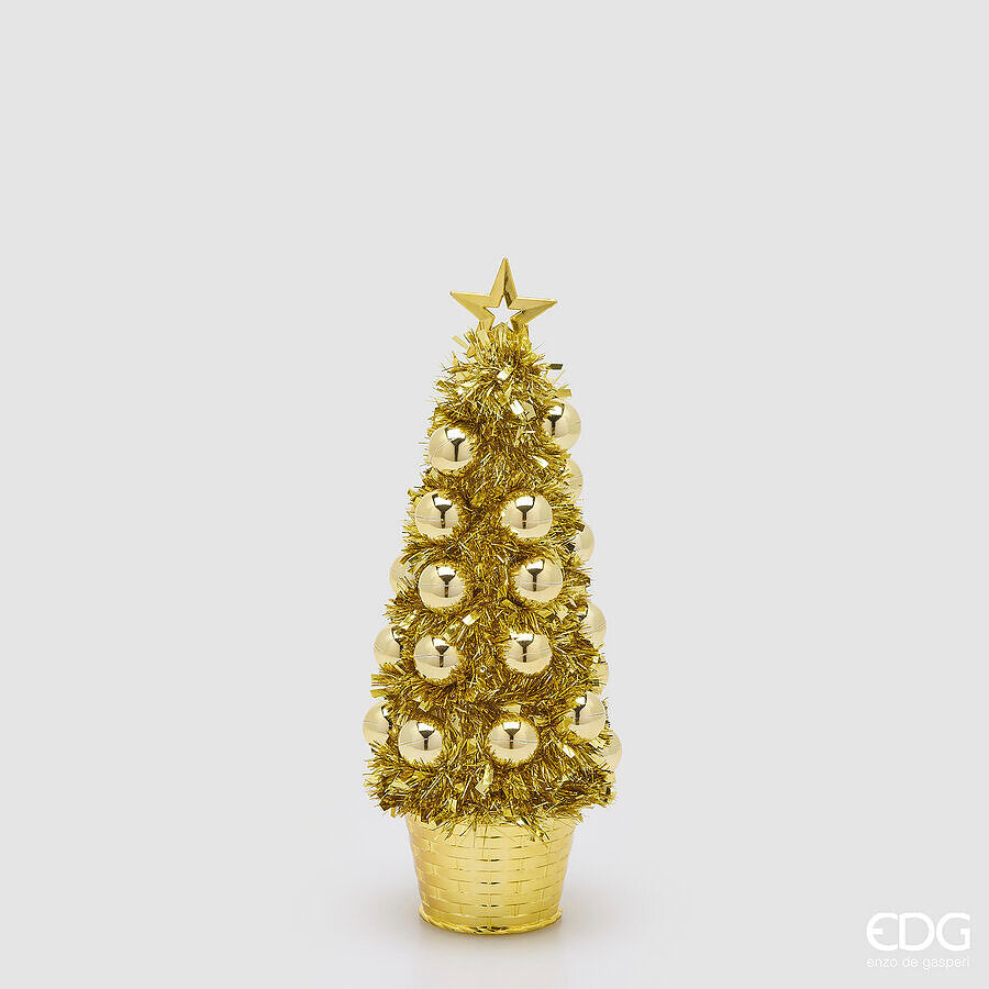 EDG Enzo De Gasperi Decoración Pino con Bolas Gold H35 Ø13 cm – Decoración de Navidad