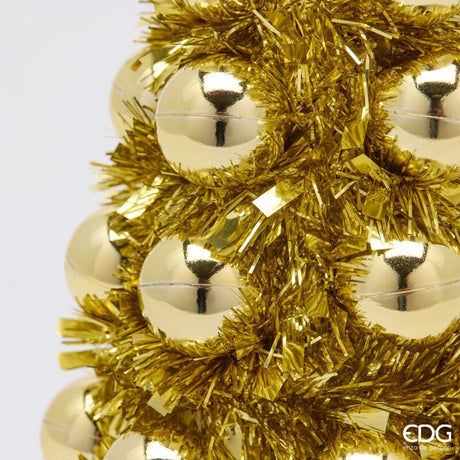 EDG Enzo De Gasperi Decoración Pino con Bolas Gold H35 Ø13 cm – Decoración de Navidad