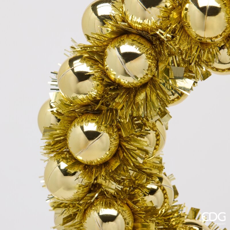 EDG Enzo De Gasperi Corona con Palle da Appendere Gold Ø32xH6,5 cm – Decoración de Navidad