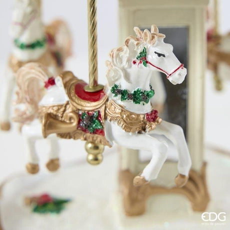EDG Enzo De Gasperi Carillón Navideño Caballo Tiovivo H25 Ø20 cm Rojo – Decoración de Navidad