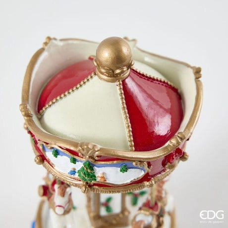 EDG Enzo De Gasperi Carillón Navideño Caballo Tiovivo H17 Ø9,5 cm Rojo – Decoración de Navidad