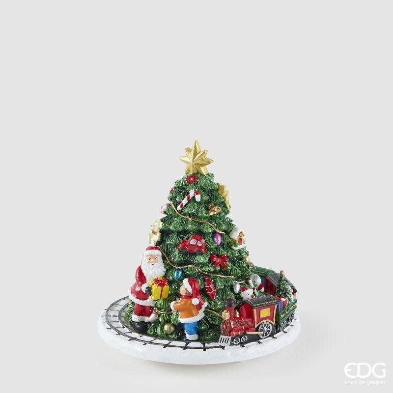 EDG Enzo De Gasperi Carillón Navideño Trenecito con Pino H17 Ø15,5 cm Verde – Decoración de Navidad