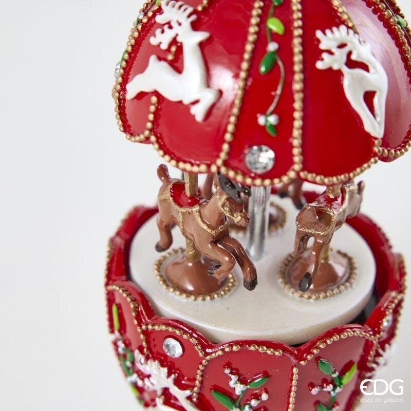 EDG Enzo De Gasperi Carillon Giostra con Renne H17 Ø7,5 cm Rosso – Decorazione di Natale
