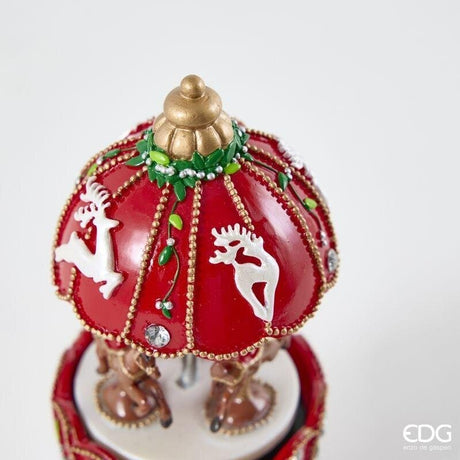 EDG Enzo De Gasperi Carillón Tiovivo con Renos H17 Ø7,5 cm Rojo – Decoración Navideña