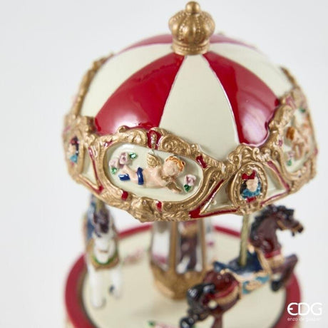 EDG Enzo De Gasperi Carillón Tiovivo Caballo H18,5 Ø8,5 cm Blanco Rojo – Decoración Navideña