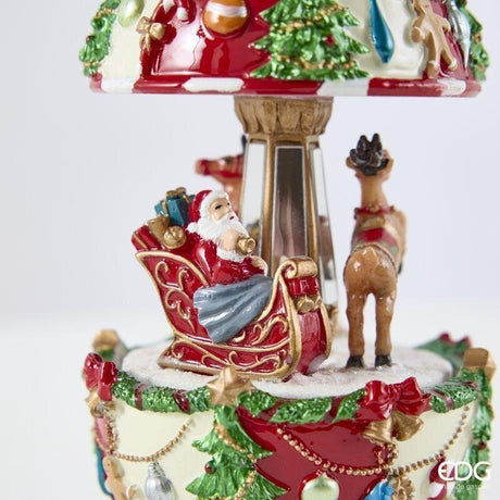 EDG Enzo De Gasperi Carrillón Papá Noel con Trineo H17 Ø8,5 cm Verde Rojo – Decoración Navideña