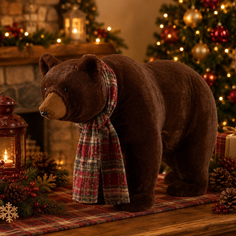 EDG Enzo De Gasperi Orso Natalizio H99x60x37 cm Marrone – Decorazione di Natale
