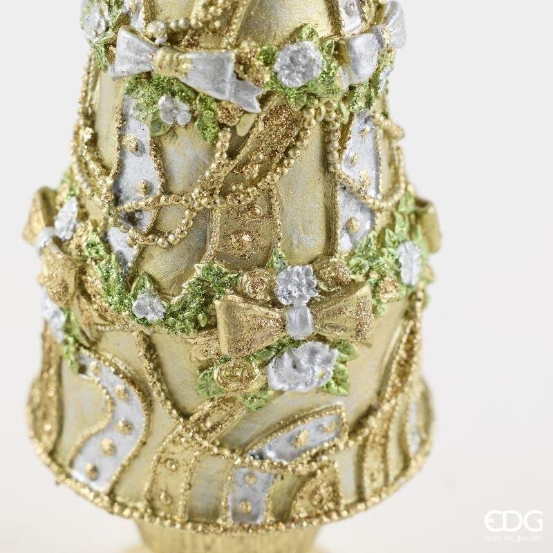 EDG Enzo De Gasperi Pino Decoglitter Silver Gold H47 Ø13 cm – Decoración de Navidad