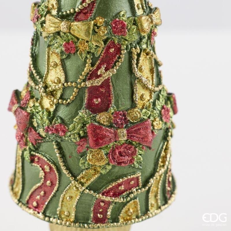 EDG Enzo De Gasperi Pino Decoglitter Verde Rosso H47 Ø13 cm – Decoración de Navidad