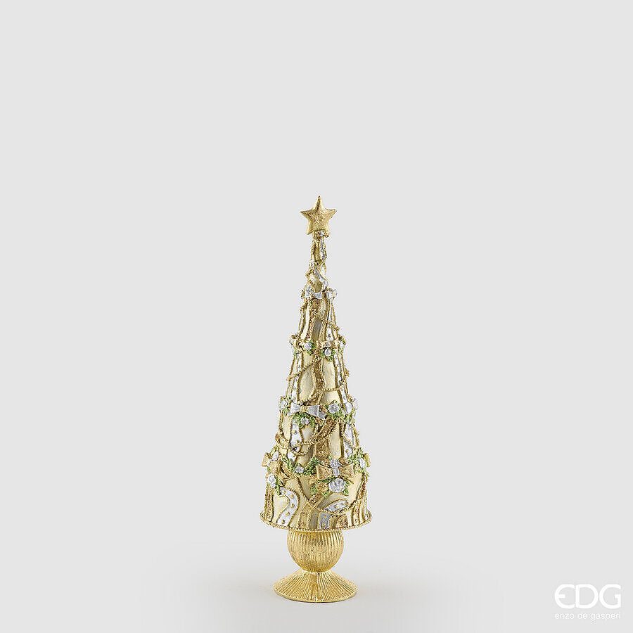 EDG Enzo De Gasperi Pino Decoglitter Silver Gold H36 Ø11 cm – Decoración Navideña