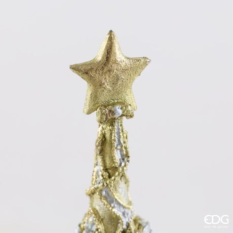 EDG Enzo De Gasperi Pino Decoglitter Silver Gold H36 Ø11 cm – Decoración Navideña