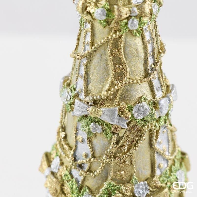 EDG Enzo De Gasperi Pino Decoglitter Silver Gold H36 Ø11 cm – Decoración Navideña