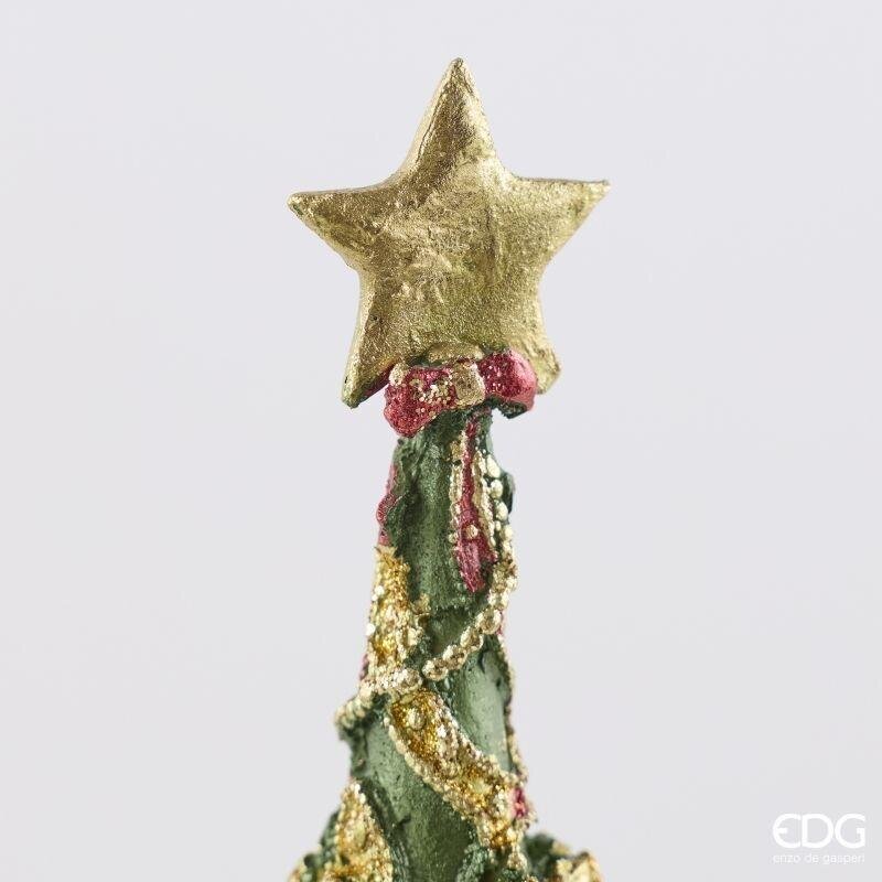 EDG Enzo De Gasperi Pino Decoglitter Verde Rosso H36 Ø11 cm – Decoración de Navidad