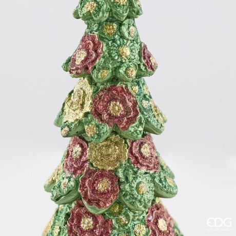 EDG Enzo De Gasperi Pino Decoglitter Green Red H47 Ø14 cm – Decoración de Navidad