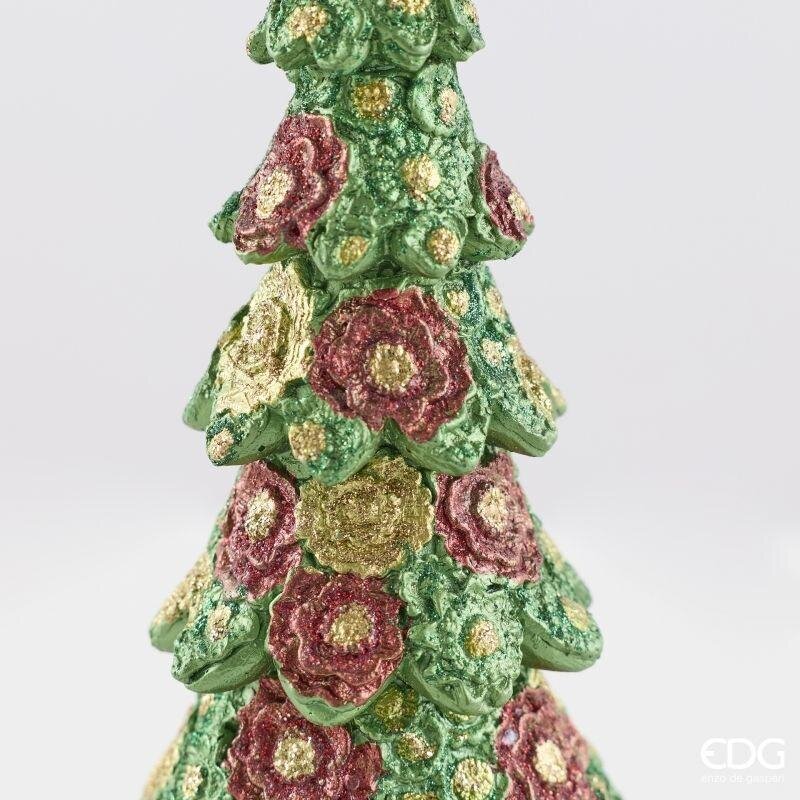 EDG Enzo De Gasperi Pino Decoglitter Verde Rosso H36 Ø11 cm – Decoración de Navidad