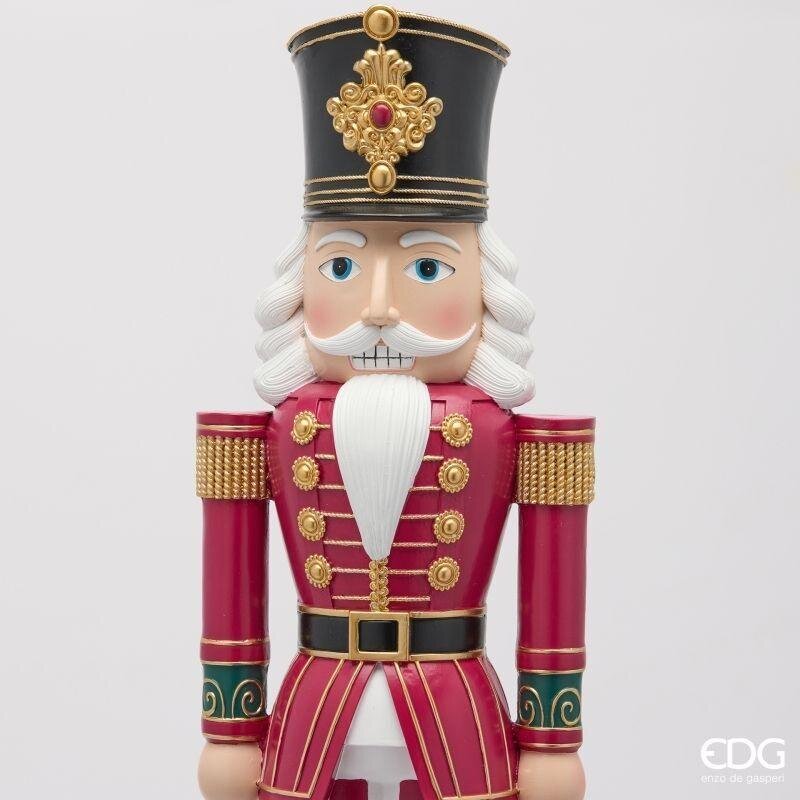 EDG Enzo De Gasperi Soldatino Schiaccianoci di Natale Bianco e Rosso H92 Ø20 cm – Decorazione Natalizia