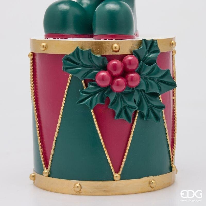 EDG Enzo De Gasperi Soldatino Schiaccianoci di Natale Bianco e Rosso H92 Ø20 cm – Decorazione Natalizia