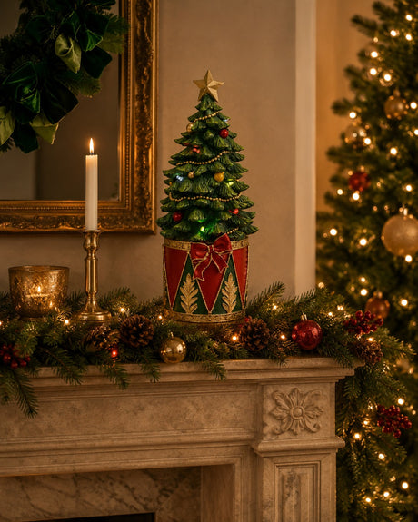 EDG Enzo De Gasperi Pino Natalizio con Tamburo LED H37 Ø16 cm Verde Rosso – Decoración de Navidad