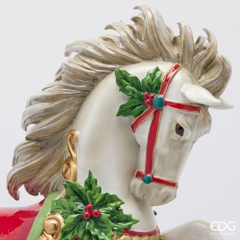 EDG Enzo De Gasperi Cavallo a Dondolo Natalizio H37x34x13 cm Verde Rosso – Decorazione di Natale