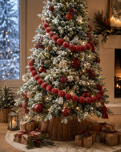 EDG Enzo De Gasperi Guirnalda Navideña con Bolas Brillantes Rojas L180 cm Ø6 cm – Decoración de Navidad