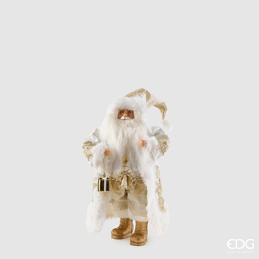 EDG Enzo De Gasperi Decoro Babbo Natale White Gold H46 cm – Decoración de Navidad