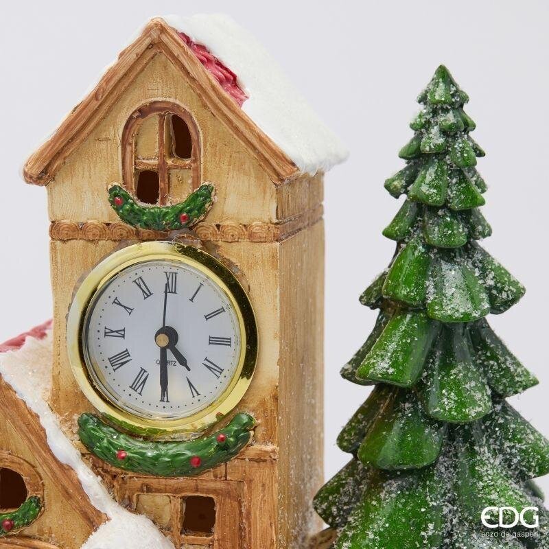 EDG Enzo De Gasperi Decoración Casa Cucù con LED Marrón 26x17xH28 cm – Decoración Navideña
