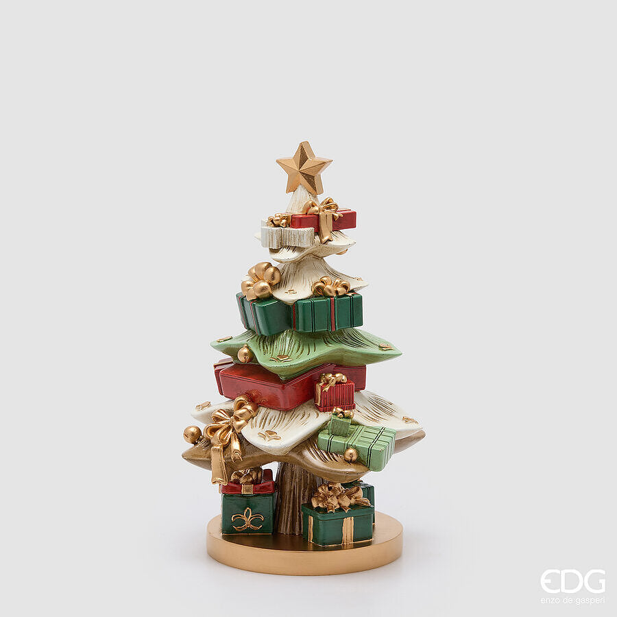 EDG Enzo De Gasperi Pino di Natale con Regali H35 cm Verde Rosso – Decorazione Natalizia