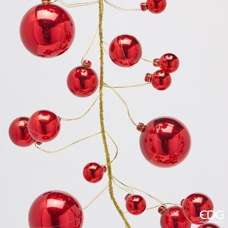 EDG Enzo De Gasperi Guirnalda Navideña Bolas Mix 100 Elementos H180 cm Roja – Decoración de Navidad