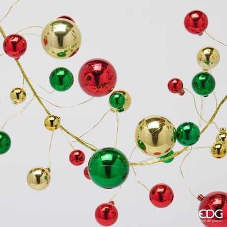 EDG Enzo De Gasperi Festón Navideño Bolas Mix 100 Elementos H180 cm Verde Rojo – Decoración Navideña