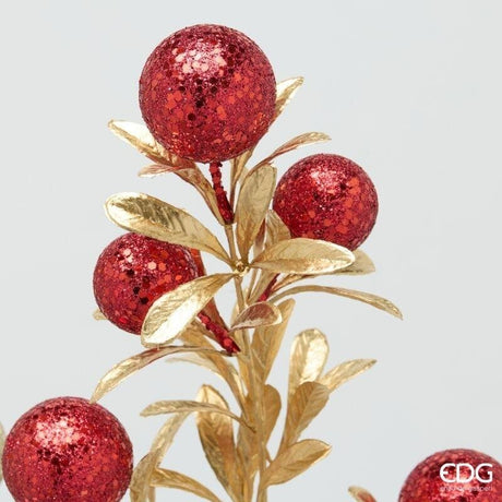 EDG Enzo De Gasperi Rama Navideña Bolas Mix H75 cm Rojo Oro – Decoración de Navidad 1 Uds