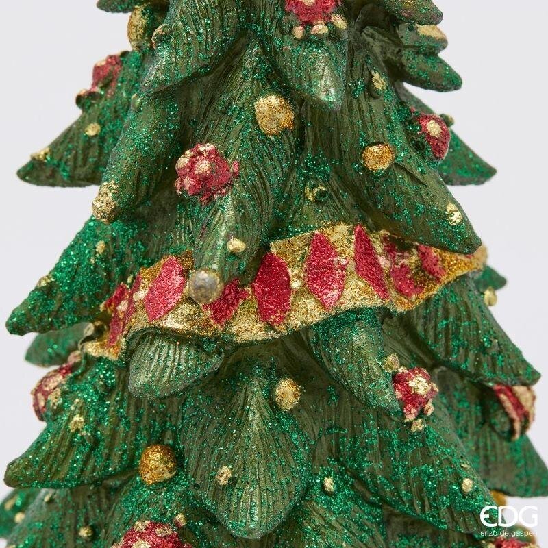 EDG Enzo De Gasperi Decoro Pino Decoglitter Verde Rosso H33 Ø15 cm – Decoración Navideña