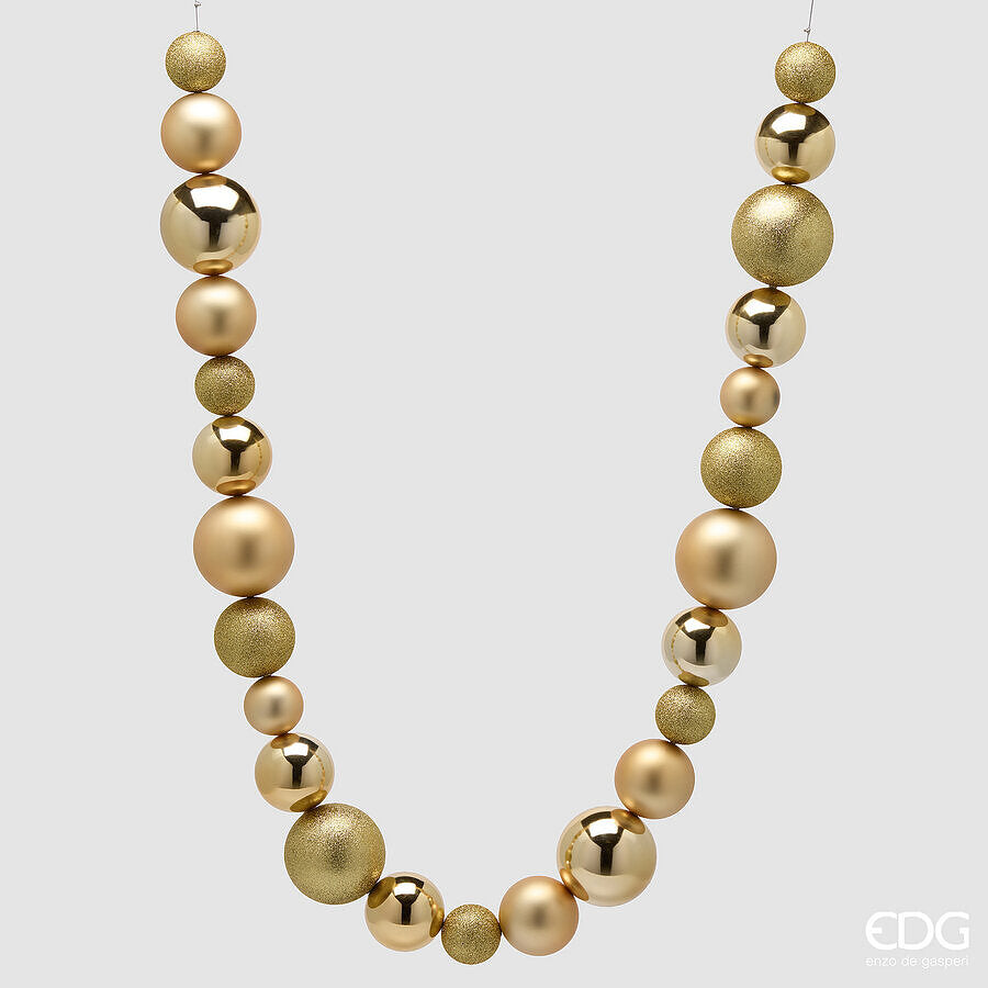 EDG Enzo De Gasperi Festone Natalizio Palle Mix 26 Palline L220 cm Oro – Decorazione di Natale