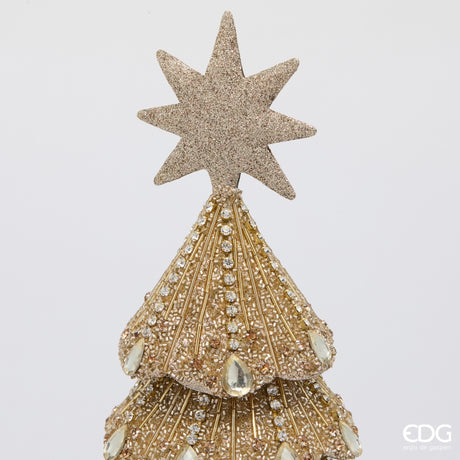 EDG Enzo De Gasperi Pino Natalizio con Gemme H46 Ø21 cm Oro Chiaro – Decoración Navideña