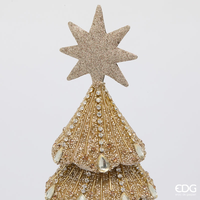 EDG Enzo De Gasperi Pino Natalizio con Gemme H46 Ø21 cm Oro Chiaro – Decorazione di Natale