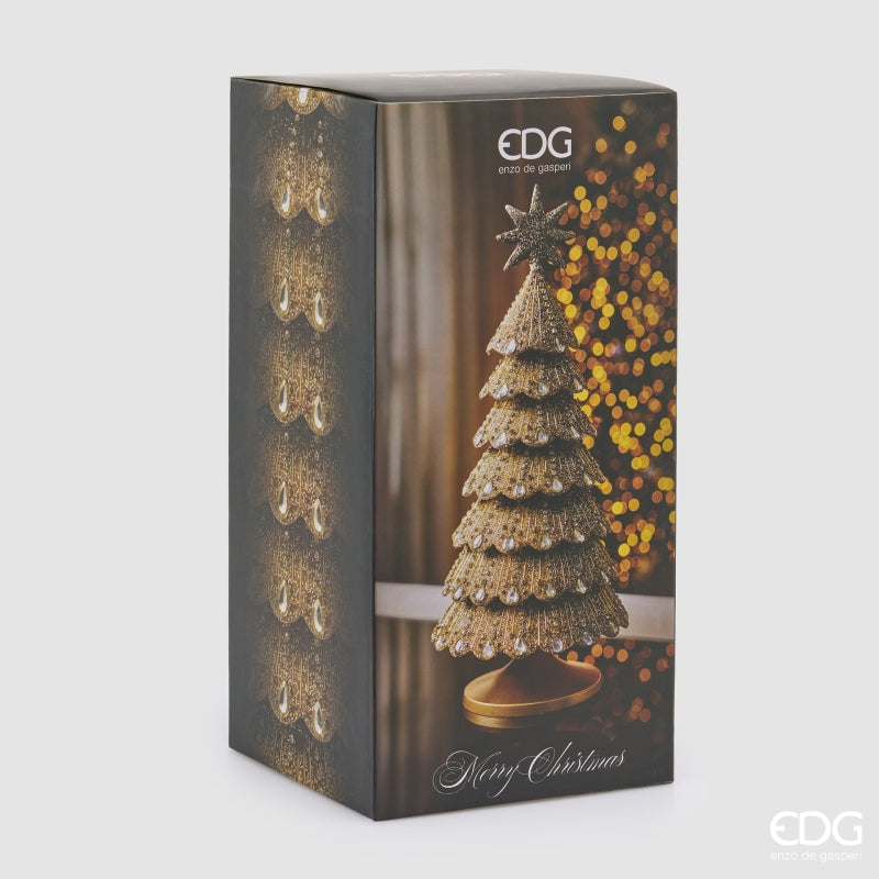 EDG Enzo De Gasperi Pino Natalizio con Gemme H46 Ø21 cm Oro Chiaro – Decorazione di Natale