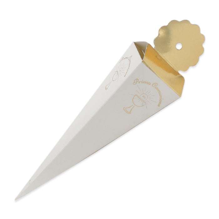 big party big party bomboniera cono quadrato comunione 4 x 19 x 4 cm gold metal cf 25 pz ean 8020834817201