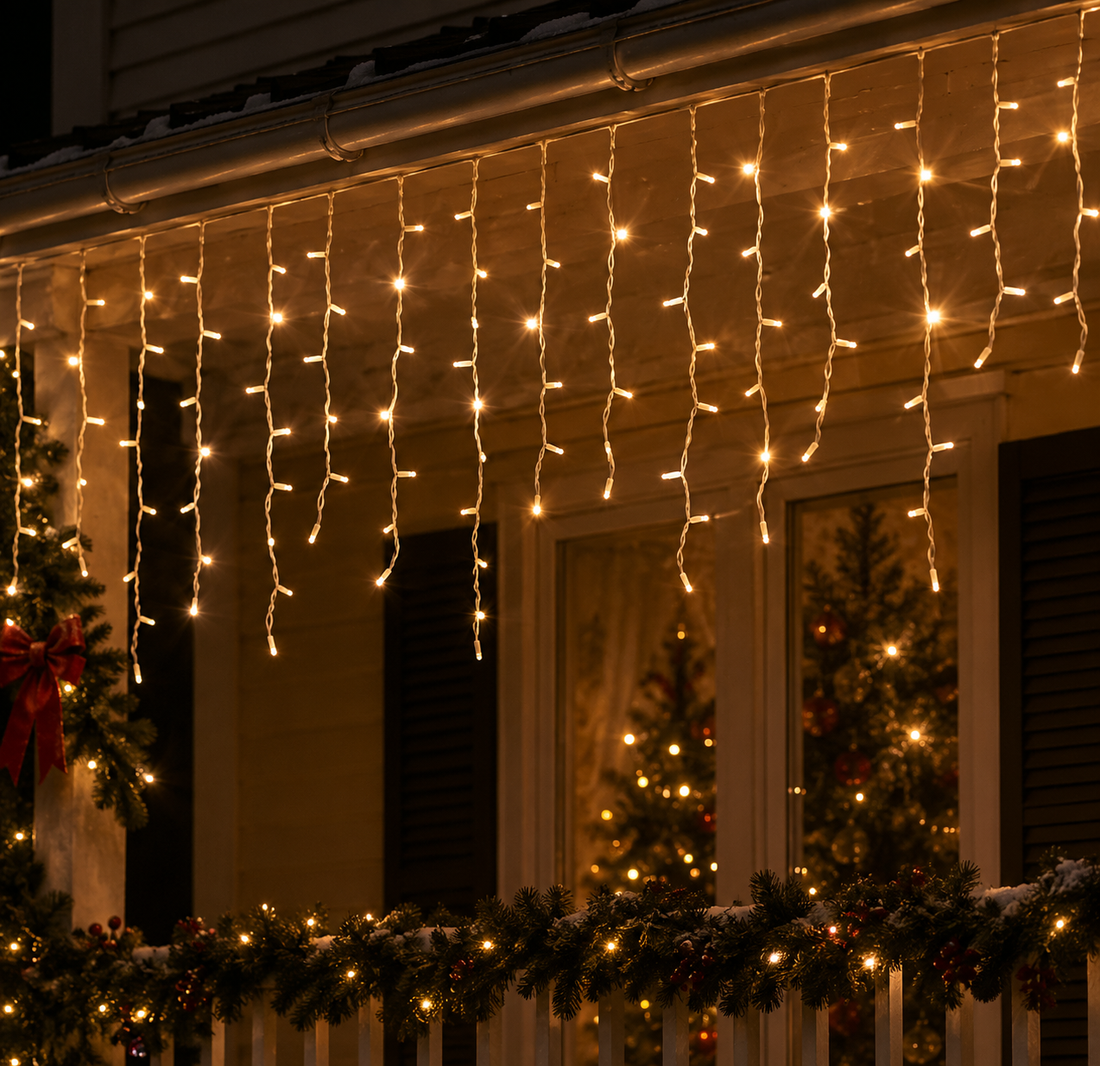 Lotes Cortina Navidad Ice Light 228 Maxiled D 7 Mm H 90 Cm L 3 Mt + 1,5 Mt Cable Blanco