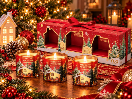 EDG Enzo De Gasperi Set 3 Velas Noel Perfumadas Sidra de Manzana y Miel – Velas Navideñas
