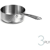AGNELLI Casseruola Bassa Martellato Aluinox 3 Ply 20x6 Cm con 1 Maniglia in Acciaio Inox