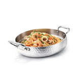 AGNELLI Tegame Aluinox Martellato 3PLY 24x6 Cm on 2 Maniglie in Acciaio Inox