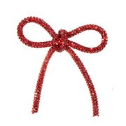 Piovaccari Lazo Navideño Bows with Diamonds Rojo 6,5xH7 cm – Lazo Decorativo con Diamantes para Árbol de Navidad, Adornos y Envoltorios de Regalo