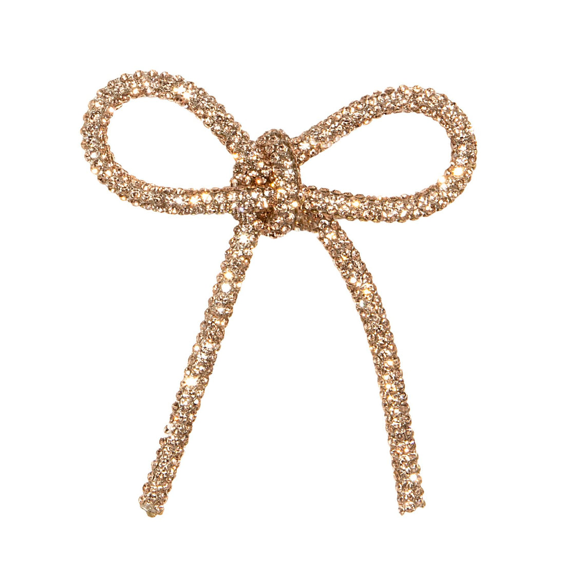 Piovaccari Lazo Navideño Bows with Diamonds Oro Rosa 6,5xH7 cm – Lazo Decorativo con Diamantes para Árbol de Navidad, Adornos y Envoltorios de Regalo