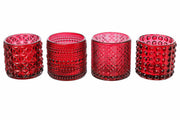 ARPIMEX Frascos de Vidrio Portavelas D 7 Cm H 6,8 Cm Rojo Mix 4 Pz