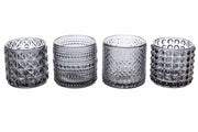 ARPIMEX Tarros de Vidrio Porta Velas Ø 7 Cm H 6,8 Cm Gris Mix 4 Pz