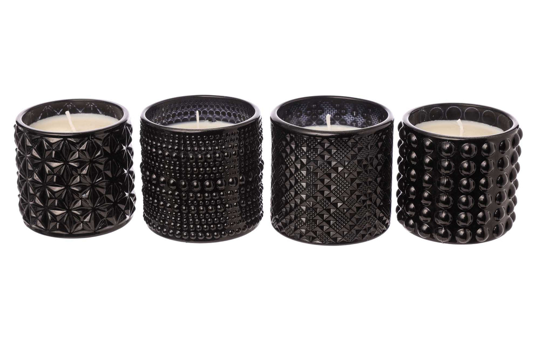 ARPIMEX Vasito de Vidrio con Cera D 7 Cm A 6,8 Cm Mix 4 Uds Negro