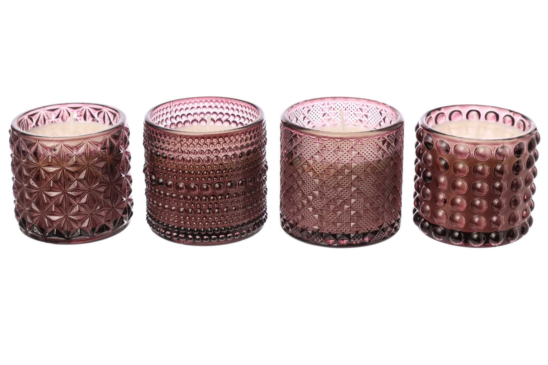 ARPIMEX Vasito de Vidrio con Cera D 7 Cm A 6,8 Cm Mix 4 Uds Rosa