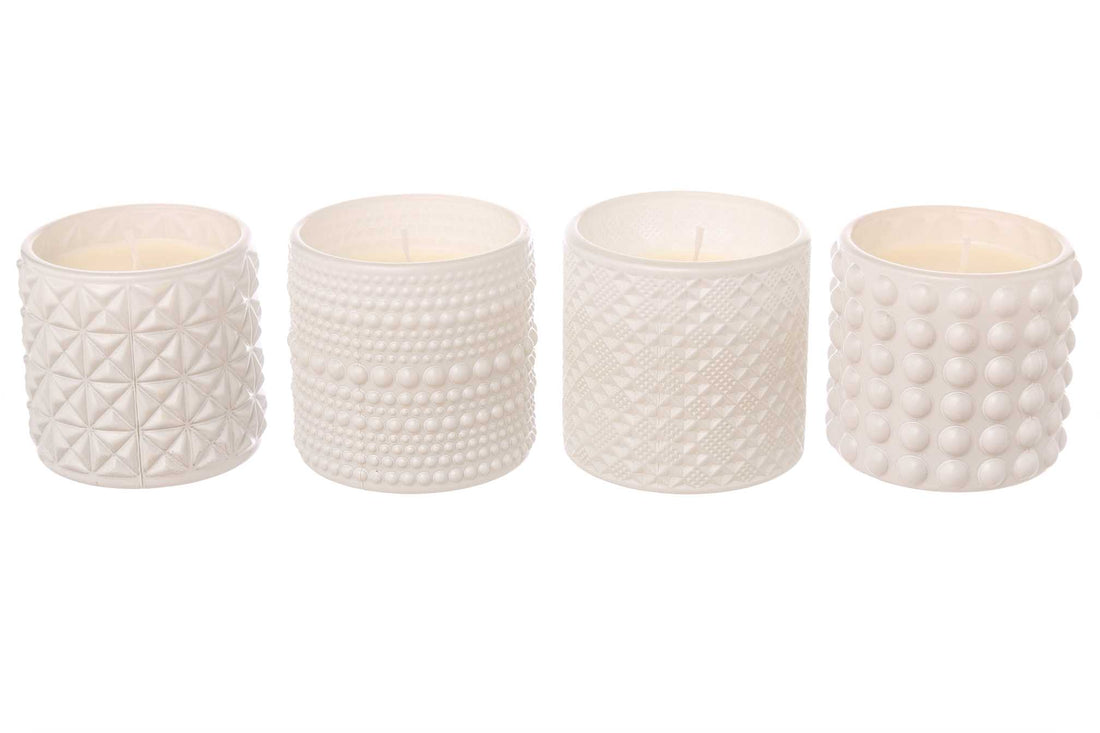 ARPIMEX Vasetto Vetro con Cera D 7 Cm H 6,8 Cm Mix 4 Pz Bianco