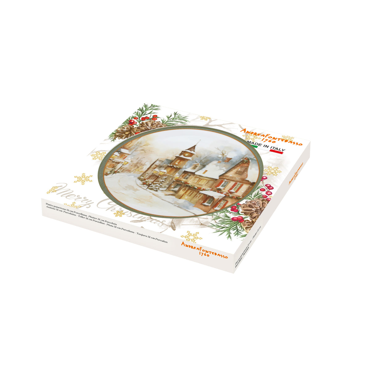 tognana tognana piatto panettone cinzia christmas carol natale 31 cm porcellana multicolor ean 8056444084467