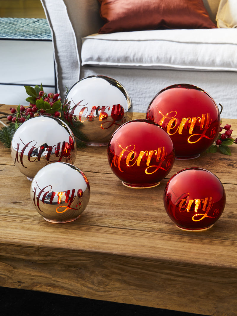 tognana tognana sfera natale con led d 18 cm christmas mirror silver vetro rosso ean 8056444359442