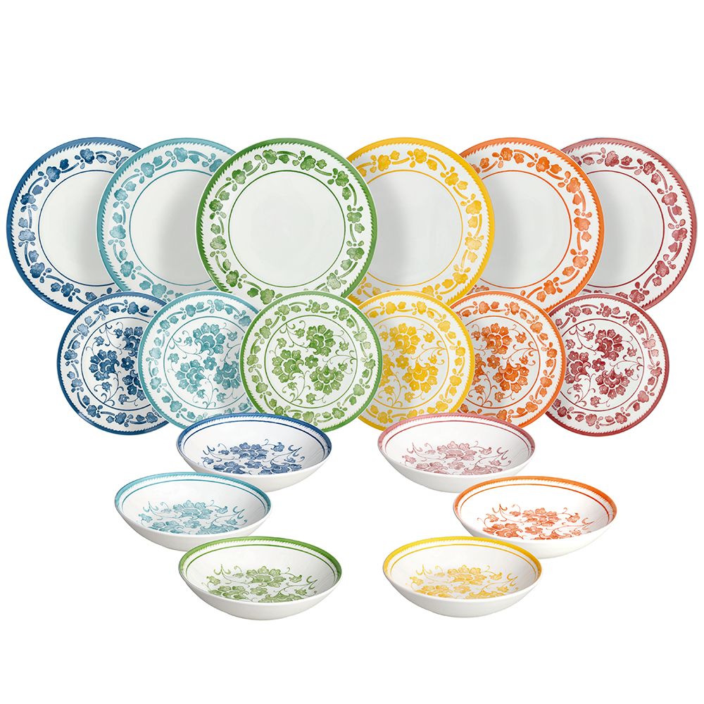 Tognana Madison Sintra Servizio Piatti 18 Pezzi in Porcellana Multicolor – Set Tavola Completo per 6 Persone